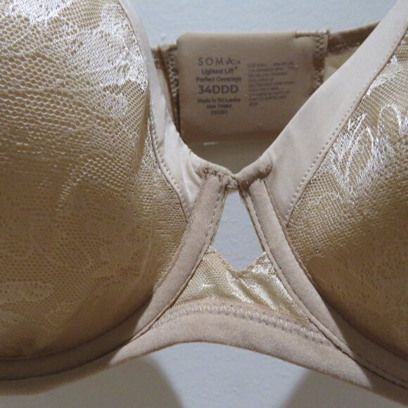 SOMA Lightest Lift Perfect Coverage Bra in Pale Sand Floral - Size 34DDD - Picture 4 of 14
